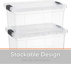 Superio Storage Bins with Lids- 4 Pack, 6.6 Qt Clear Boxes for Organizing, Stackable Plastic Containers- BPA Free, Non-Toxic, Odor Free, Organizer for Home, Office, Dorm