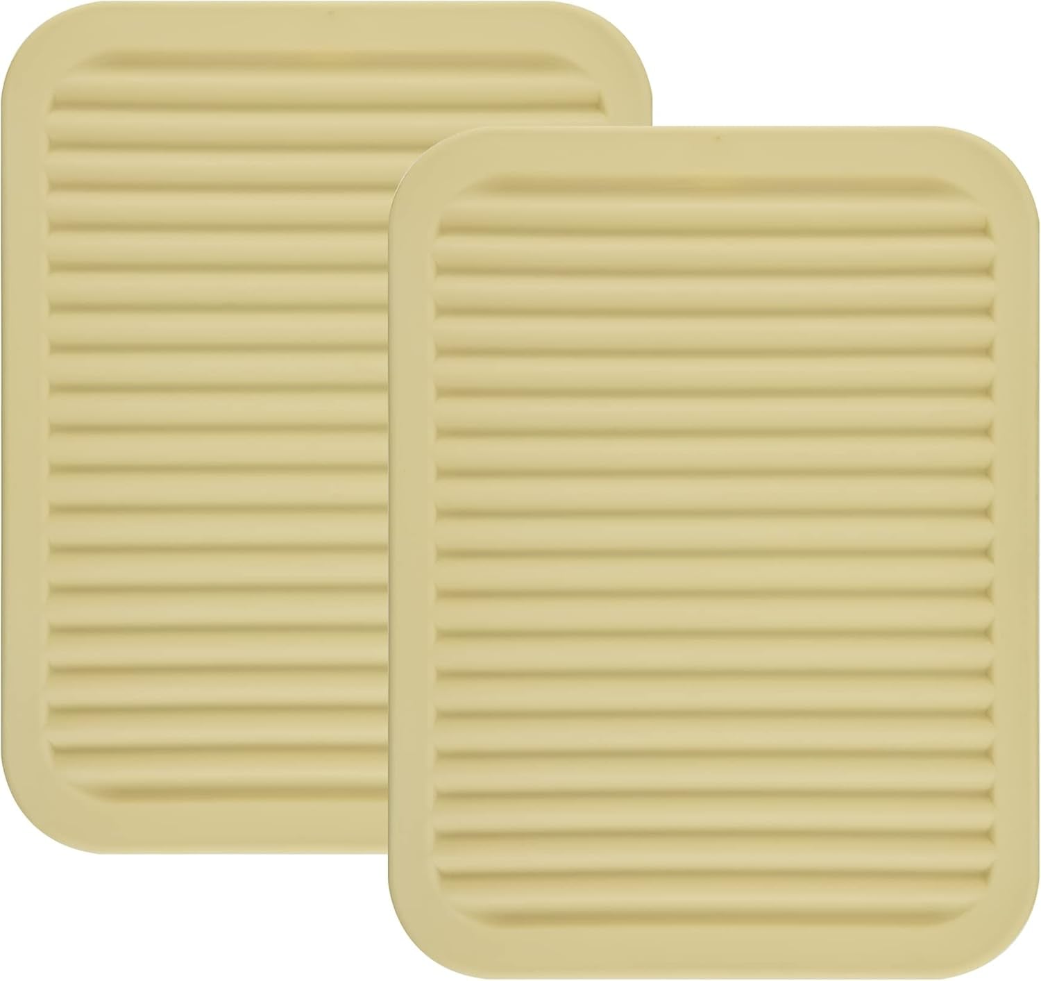 Smithcraft Silicone Trivets Mats for Hot Dishes and Hot Pots, Hot Pads for Countertops, Tables, Pot Holders, Spoon Rest Small Drying Mats Set of 2 Many Colors for Your Choose (Beige)