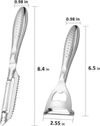 Potato Peelers Set of 2 Stainless Steel Peeler Y-Shaped and I-Shaped Peelers,Vegetable Carrot Fruit Peelers for Home kitchen (Silver2)