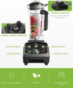 BioloMix Professional Countertop Blender - High Power 2200W Blender for Kitchen, Commercial, Smoothies, Frozen Fruits, Soup, Juice