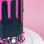 Black Pink Sprinkles for Cake Decorating, Baking - Fancy Minnie Mouse Sprinkles for Cupcake Decorating - Edible Minnie Mouse Cake Decorations in Pink and Black Princess with Jimmies, Pearls