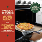 Concord 3 Piece Pizza Stone, Pizza Peel, Pizza Cutter, with Cordierite Heatwell Technology (Pizza set)