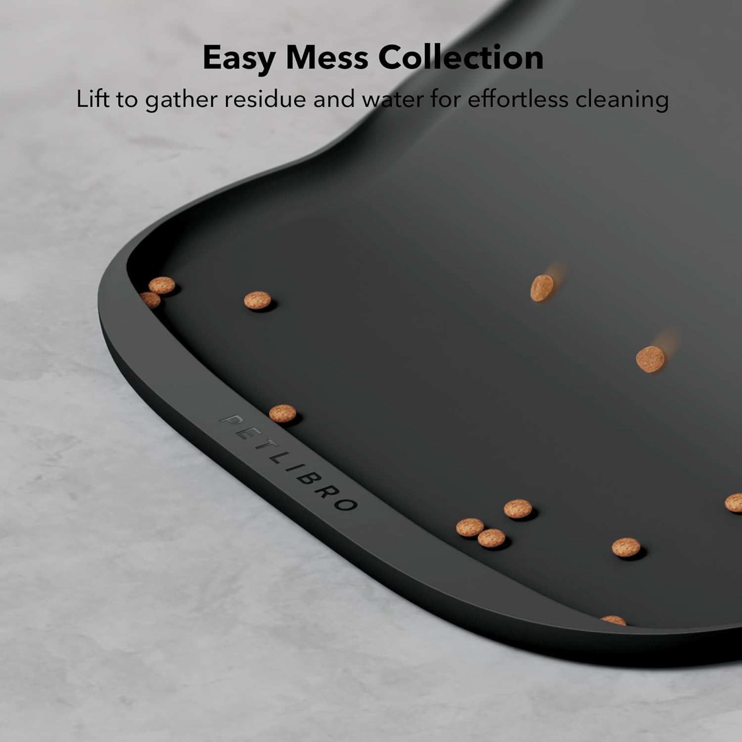 PETLIBRO Dog Food Mat, Silicone Non-Slip Waterproof Cat Food Mat for Feeder & Fountain & Bowl, Dog Bowl Mats with Raised Edge Spill Protection Floor, Extra Large Cove Feeding Mat for Pet 22''x16.5''