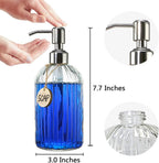 JASAI 18 Oz Clear Glass Soap Dispenser with Rust Proof Stainless Steel Pump, Refillable Liquid Hand soap Dispenser for Bathroom, Premium Kitchen Soap Dispenser (Clear).