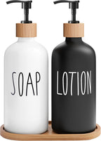 MOMEEMO Soap Dispenser Bathroom Set with Hand and Lotion Dispenser, Suitable for Bathroom Decor. (Black & White)