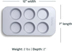Caraway Nonstick Ceramic 6 Cup Muffin Pan Duo – Non-Toxic, PTFE & PFOA Free – Oven Safe – Aluminized Steel Core – Small Muffin Pan for Baking Cupcakes, Muffins & More - Navy