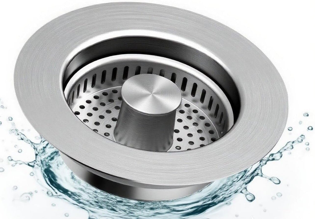 Upgraded 3 in 1 Kitchen Sink Drain Strainer & Sink Stopper,304 Stainless Steel Pop-Up Kitchen Sink Drain Strainer and Stopper Combo,Fits US Standard 3-1/2 Inch Drain, Anti-Clogging Odor Prevention
