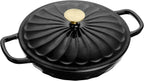 Enameled Cast Iron Braiser, 3.8 Quart Enamel Dutch Oven with Handles, Cast Iron Braiser Pan with Lid,Enameled Cookware (Black)