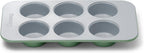 Caraway Nonstick Ceramic 6 Cup Muffin Pan – Non-Toxic, PTFE & PFOA Free – Oven Safe – Aluminized Steel Core – Small Muffin Pan for Baking Cupcakes, Muffins & More - Sage