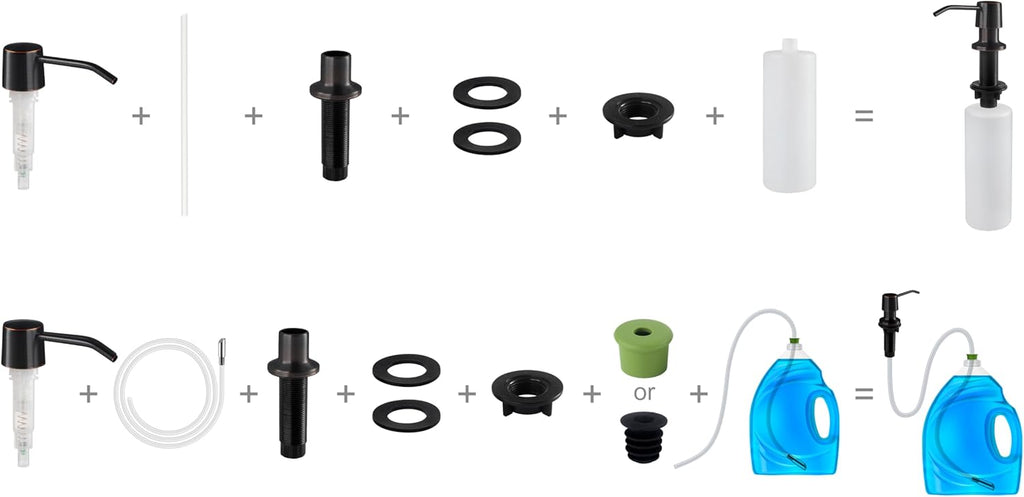 Soap Dispenser - 4” Spout and 16oz Capacity Bottle - Built in Sink Soap Dispenser for Kitchen Sink - Oil Rubbed Bronze Countertop Soap Dispenser Pump with 47" Extension