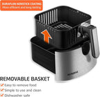 Air Fryer Digital Visor Inox 5.3QT Capacity - High Power & Elegant Stainless Steel Finish - Black & Inox