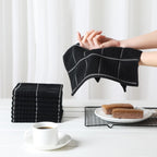 Glynniss Dish Cloths for Kitchen Washing Dishes, Super Absorbent Dish Rags, Cotton Terry Cleaning Cloths Pack of 8 (Black, 12x12 inches)