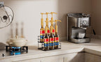 6 Bottle Capacity Coffee Syrup Organizer 2 Tier Coffee Syrup Stand Shelf for Coffee Bar Kitchen Small Wine Rack for Bar Family Storage for Syrup Wine Dressing