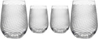 Rolf Glass Cyclone Stemless Wine Tumbler | 17 Ounce Set of 4 | Proudly Made in the USA | Large Engraved Wine Glasses | Lead-Free Glass