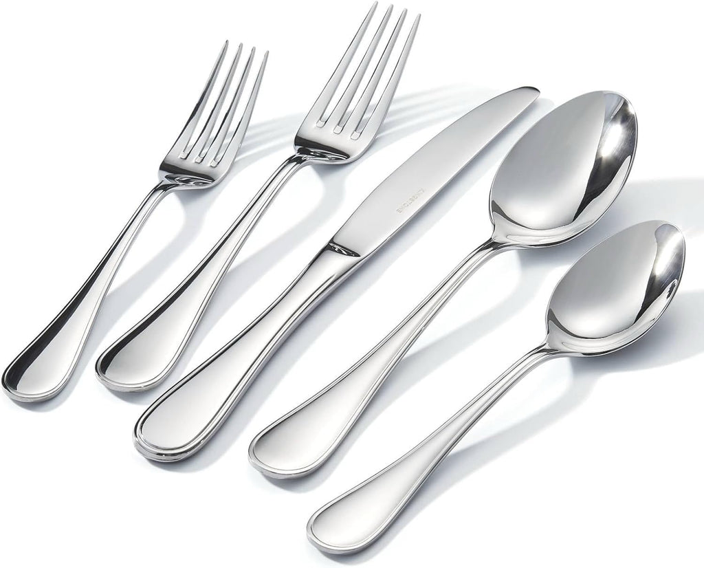 KINGSTONE 30 Piece Teardrop Silverware Set for 6, 18/10 Stainless Steel Flatware Set, Modern Design Cutlery Set for Home/Hotel/Wedding,Mirror Polished and Dishwasher Safe