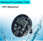 FCXJTU Digital Waterproof Shower Clock Timer, Bathroom Shower Countdown Timer with Alarm, Magnetic Back, Stand for Kitchen Cooking Dark Black