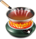 Induction Wok Pan Cooktop 1700W (85V~175V) 16 Levels Temperature & Power Control Induction Wok Burner with 18 Hours Timer, Auto-off, Fast & Even Heating Concave Electric Stove (Green)