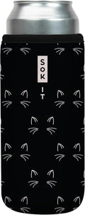 Sok It CanSok Sleeve for Beer & Soda Insulated Neoprene Cover (Mystical Meows, 25oz Can Sleeve)