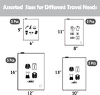 (20 pcs Value Pack) Travel Luggage Organizer Bags, Assorted Sizes, 4Mil Resealable Slider Zip Plastic Clothing Packaging, Frosted Travel/Home Storage and organizing Pouches, Space Saver Bag