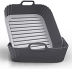 9-Inch Square Silicone Liners for Large Air Fryer 2Pack, Silicone Pot Baking Accessories for Chefman 6 to 8.5QT, Reusable Air Fryer Tray Insert for Oven Microwave Accessories