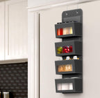 Simple Houseware 4 Clear Window Pocket Over Closet Door Storage Hanging Organizer for Bedroom, Bathroom, Pantry, Dark Grey