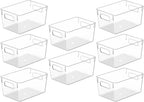Clear Plastic Storage Bins, Pantry Organizers and Storage Containers Fridge Organizer Bins for Organizing Kitchen Cabinet Organizer Bin Bathroom Freezer Refrigerator Organization