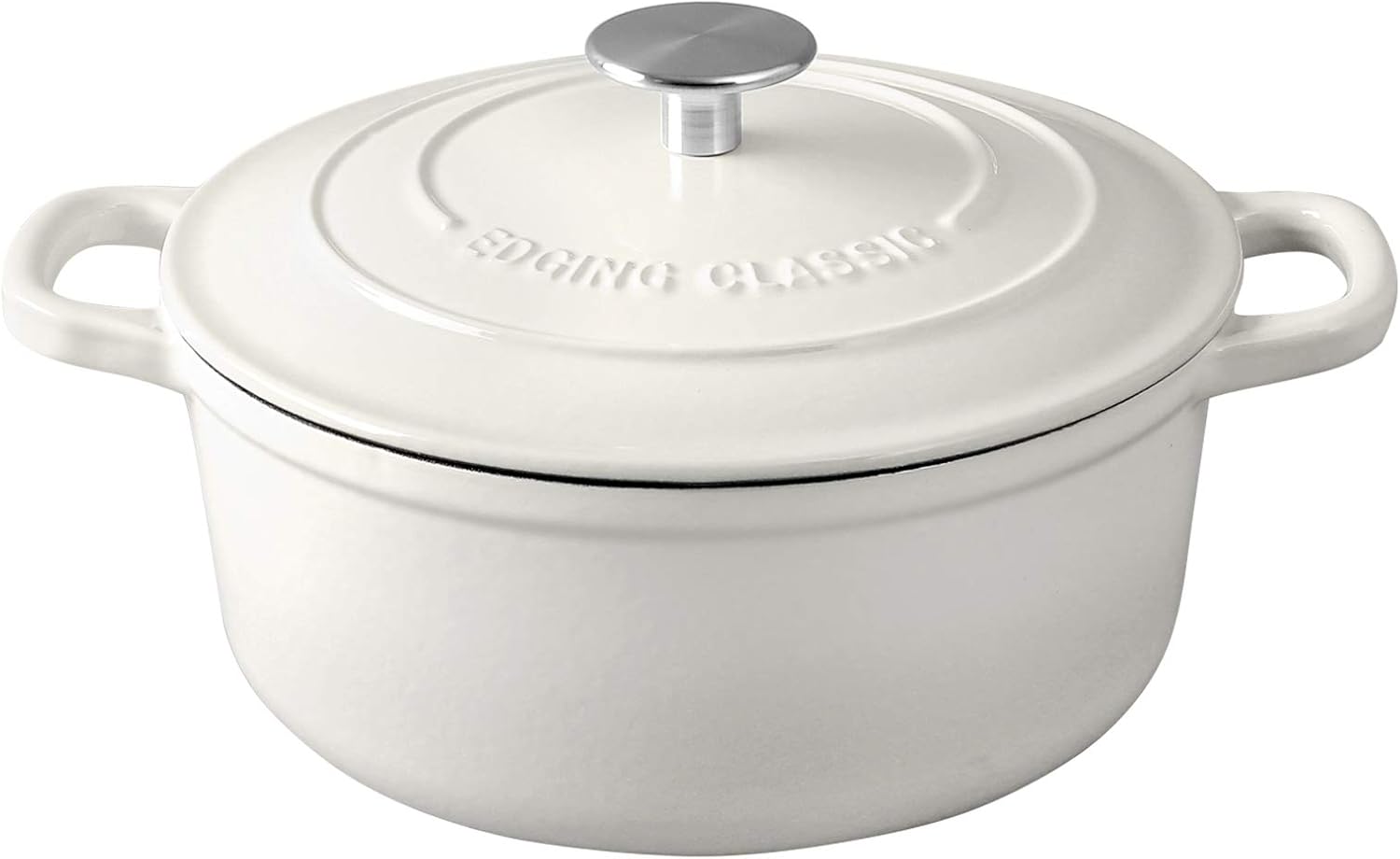 Cast Iron Dutch Oven With Lid Round Pot Enameled Covered for Bread Baking, 7 Quart, White