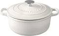 Enameled Cast Iron Covered Dutch Oven with Dual Handle, Dutch Ovens with Lid for Bread Baking, Safe to 500 degrees, 3.5 Quart, White