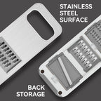 KEOUKE Multifunctional Mandoline Slicer Stainless Steel Surface - Interchangeable 6 Blades, Magnetic Back Handheld Vegetable Cutter with Hand Guard for Kitchen, Onion, Garlic, Safe Food Slicer