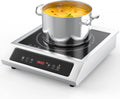 1800W Professional Commercial Induction Cooktop: 120V Stainless Steel Countertop Burner for RV, Small Restaurant, Catering Kitchen - Portable Hot Plate with 3-Hour Timer, Touch Panel