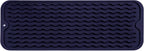 Silicone Dish Drying Mat for Multiple Usage,Easy clean,Eco-friendly,Heat-resistant Silicone Mat for Kitchen Counter,Sink,Bar,Bottle,or Cup Navy Blue M 17 inches x 6 inches