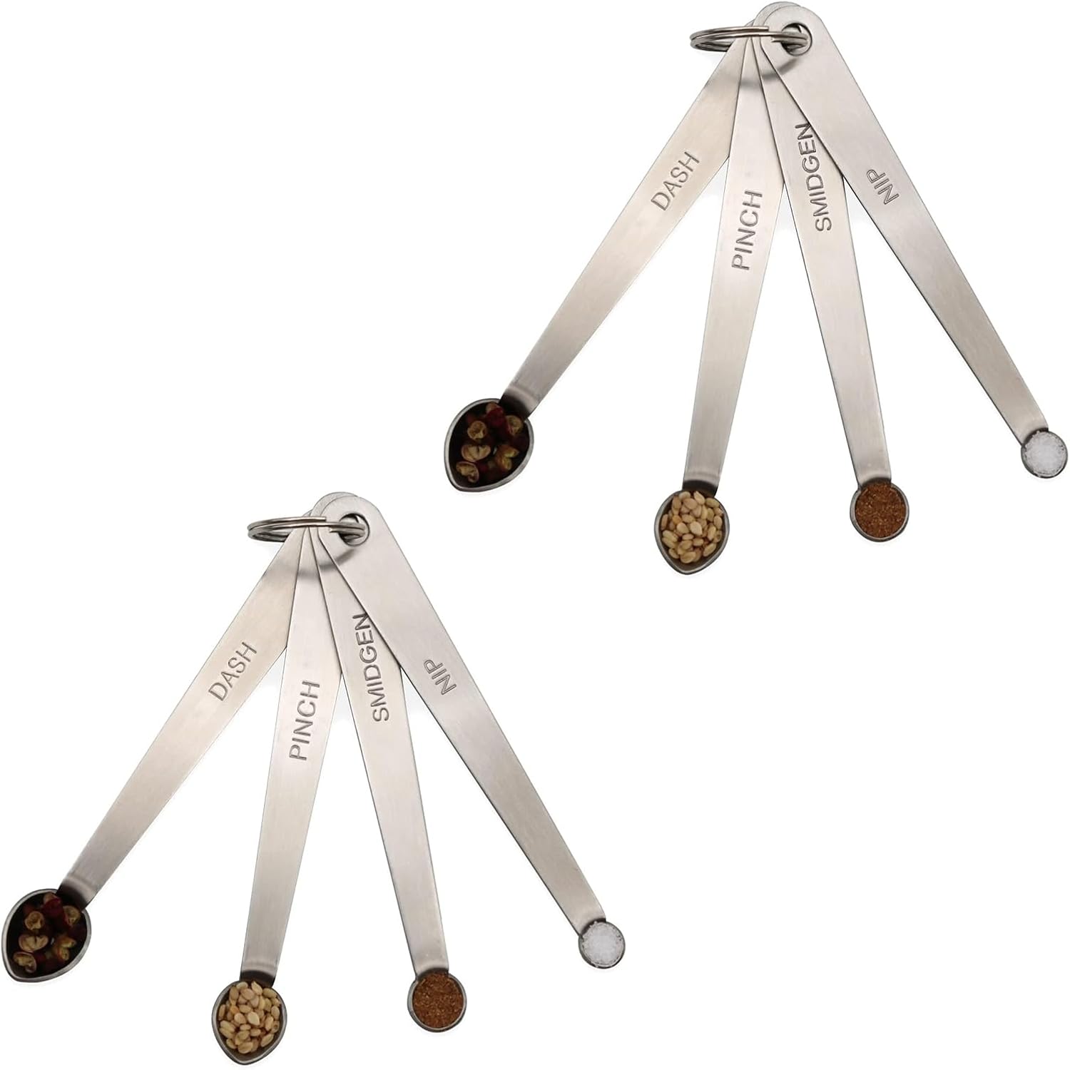 2Pack Mini Measuring Spoons Set, Small Stainless Steel Teaspoon for Cooking and Baking, Suitable for Tiny Amount of Dry or Liquid Ingredients and Spices (1/8, 1/16, 1/32, 1/64 tsp)