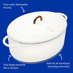 Great Jones Dutchess Cast Iron Dutch Oven Pot With Lid (Salt) - Large 6.75 Quart Size, Dual Handles - All Stovetop Safe - 500° Dutch Oven For Bread Baking | Dishwasher Friendly