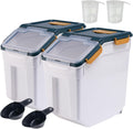 Airtight Flour Storage Container Bin 50lbs (2 Pack) - BPA Free Rice & Food Dispenser with Locking Lid, Measuring Cup & Scoop - Kitchen Pantry Organizer for Cereal, Grain, Pet Food (Blue)