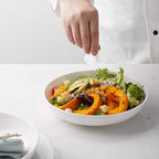 Y YHY Pasta Bowls 32oz, Ceramic Large Salad Serving Bowls, White Pasta Bowls Set, Shallow Soup Bowl Set of 4, Microwave & Dishwasher Safe