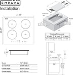 Empava 24 Inch Electric Induction Cooktop 4 Burner Built-in Smooth Glass Stove Top with Power Boost, Touch Control, Timer, Child Lock, Residual Heat Indicator, Hardwired