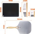 Hisencn Pizza Steel for Oven & Grill – 16"x13.4" Ceramic Baking Steel Pizza Stone Set with Pizza Peel, Cutter & Dough Scraper – High Conductivity for Crispy Crust, Indoor & Outdoor Use