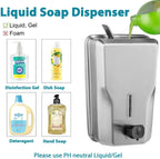 Commercial Stainless Steel Soap Dispenser – 47.3oz Large Capacity Wall Mount, Anti-Leak Pump, SUS304 Brushed Metal for High-Traffic Restrooms
