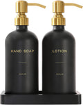 Soap Dispenser Bathroom Set, Hand and Lotion Dispenser with Stainless Steel Pump, Perfect for Black and Gold Bathroom Decor. (Gold & Black)