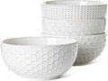 LE TAUCI Large Soup Bowl 42 OZ, Ceramic Kitchen Bowl Set for Soup, Pho, Chip, Pasta, Fruits, Salad, Noodle and Ramen- 7 Inch, Set of 4, Arctic white