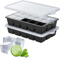 Silicone Ice Cube Tray 2 Pack, HANCELANT Ice Cube Mold, Ice Trays for Freezer with Lid for Whiskey, Baby Food, BPA Free, Easy Release