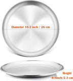 P&P CHEF 10 Inch Pizza Pan, 3 Pieces Stainless Steel Round Pizza Tray Dish Plate For Oven Baking Roasting, Healthy & Heavy Duty, Rust Free & Dishwasher Safe -Silver
