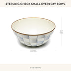 MACKENZIE-CHILDS Enamel Everyday Bowl, Serving Bowl for Entertaining, Small, Gray-and-White Sterling Check, Set of 1
