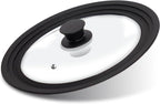 Tempered Glass Lid - Universal Lid with Heat Resistant Silicone Rim for Pots, Pans and Skillets - Pan Cover Replacement Lid Fits 10", 11" and 12" Diameter Cookware