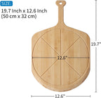 12.6” Bamboo Pizza Peel - Lightweight Smooth Wooden Pizza Paddle and Pizza Cutting Board with 8 Slice Grooves, Outdoor Pizza Oven Accessories, 19.7 Inch x 12.6 Inch