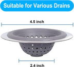 2 Pack Kitchen Sink Drain Strainer Silicone Stainless, Drain Protector,Prevent Clogging, Large Wide Rim 4.5 inch Diameter, Tools Home Improvement (Gray)