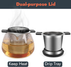 2pcs Tea Infuser for Loose Leaf Tea, Stainless Steel Tea Steeper with Heat Proof Handle, Extra Fine Mesh Tea Strainer, Gift for Tea Lovers (Black, Grey)