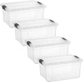 Superio Clear Storage Boxes with Lids, 11 Quart Plastic Container Bins for Organizing, Stackable Crates, BPA Free, Non Toxic, Odor Free, Organizers for Home, Office and Dorm, 4 Pack