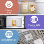 6-Pack Borosilicate Glass Storage Jars with Bamboo Lids + 132 Pre-Printed Pantry Labels Included, BPA-Free Thicken Airtight Containers for Flour, Sugar, Rice, Microwave & Freezer Safe(100OZ/54OZ/27OZ)