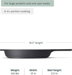 Caraway Cast Iron Skillet - 12” Enameled Cast Iron Pan With 3 Layer Enamel Coating - No Seasoning Required - Compatible With All Stovetops - Free From Forever Chemicals - Charcoal
